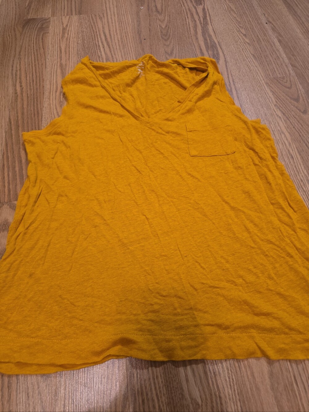 J. Crew Mustard Yellow V-Neck Pocket Tank